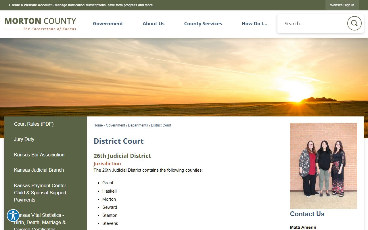 Morton County Court District Court records page