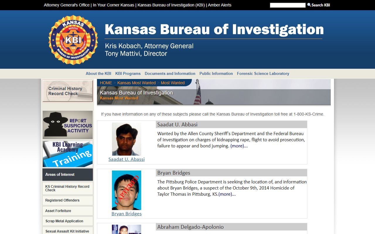 Morton County arrest records and charge lookup through KBI Kansas Most Wanted