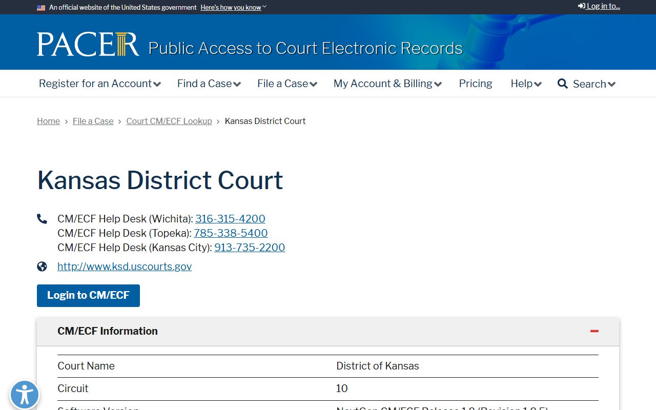 Morton County court dockets PACER District of Kansas lookup