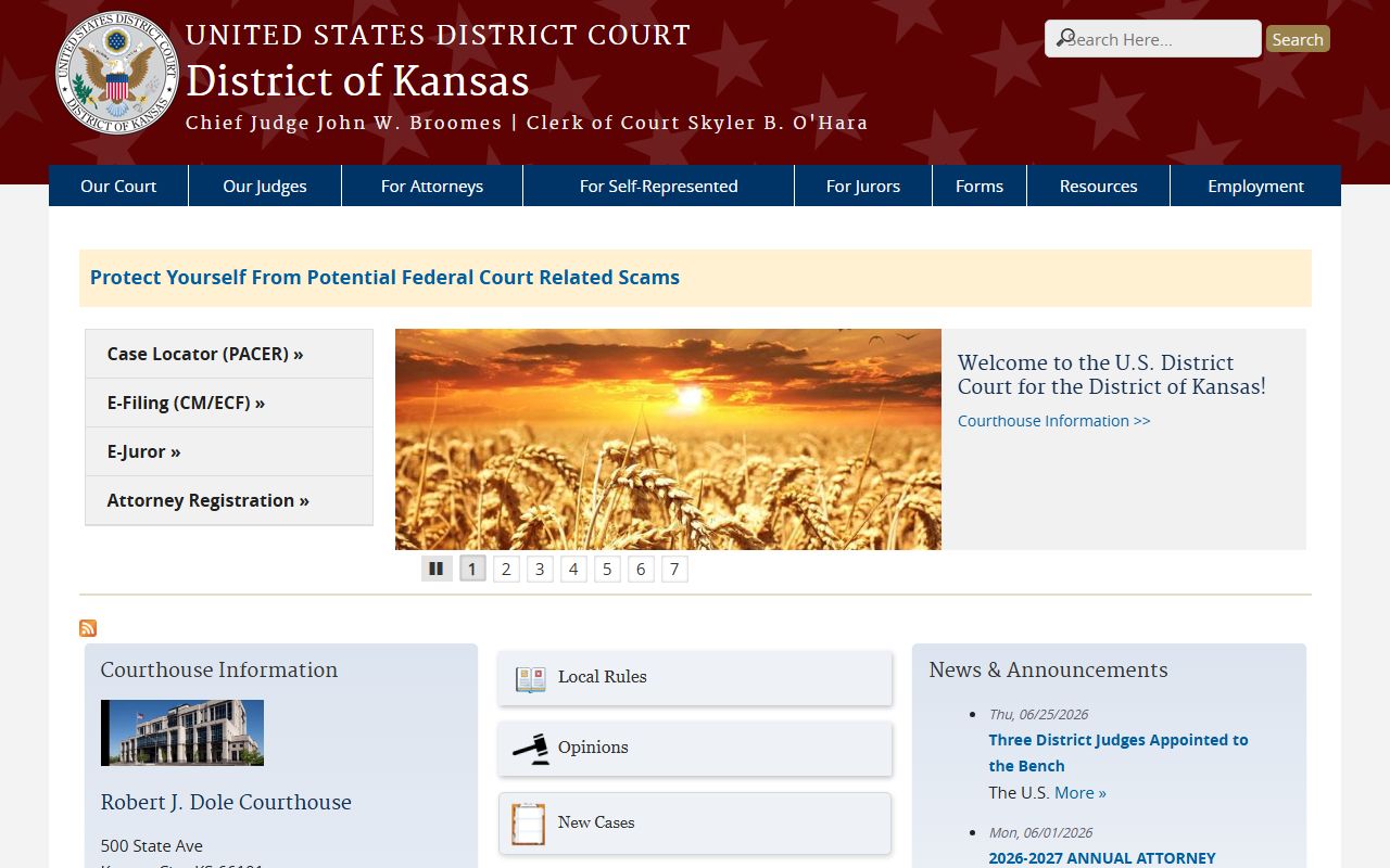 Morton County court dockets U.S. District Court of Kansas