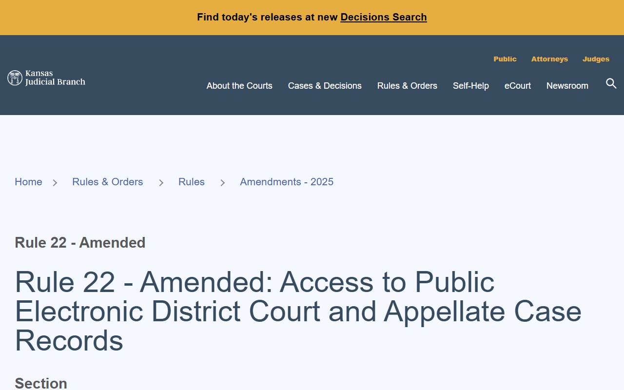 Morton County court records amended Rule 22 electronic access