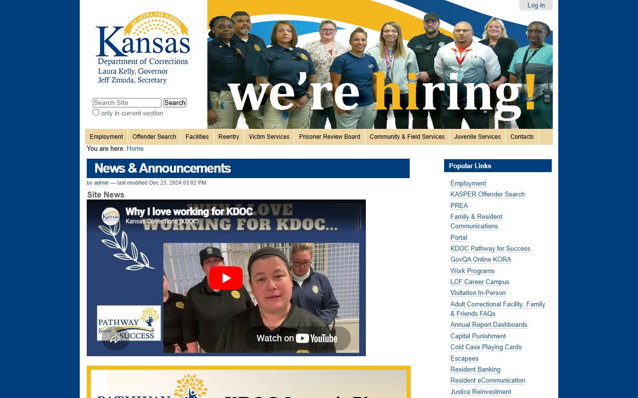 Morton County inmate search and Kansas Department of Corrections records
