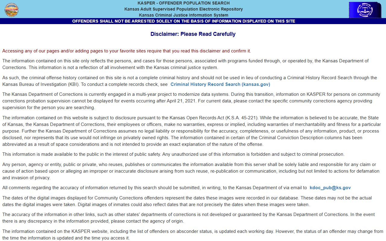 Morton County inmate search and KDOC KASPER offender search