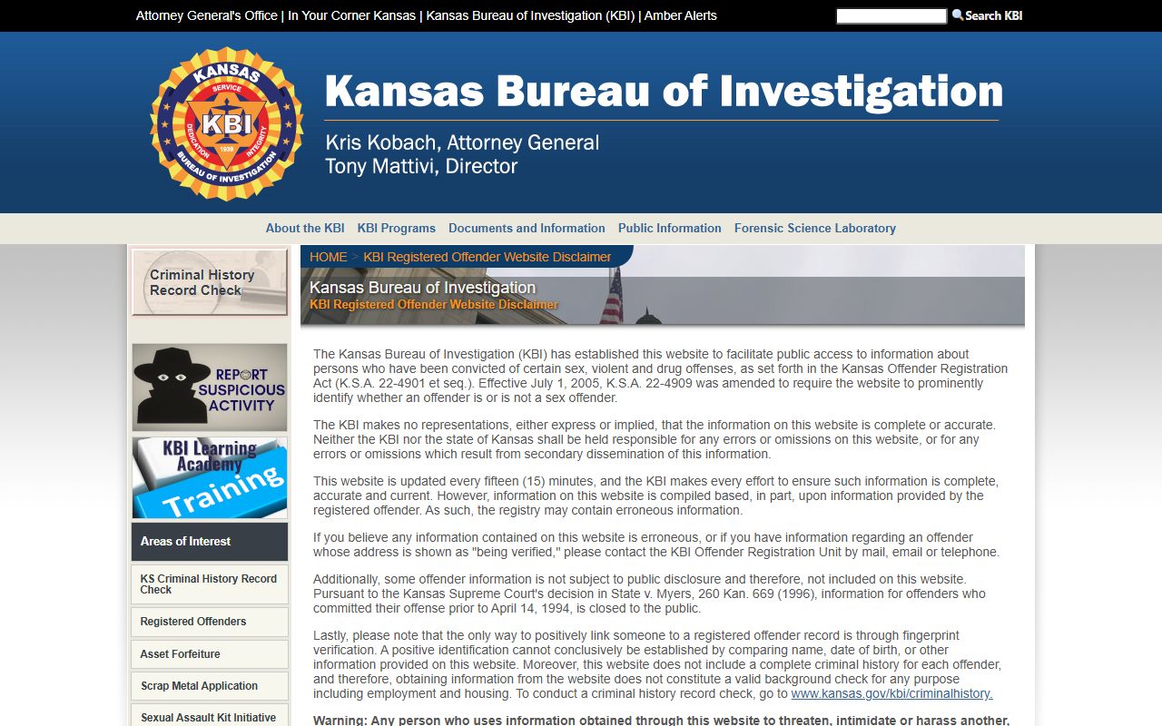 Morton County inmate search and KBI registered offender records