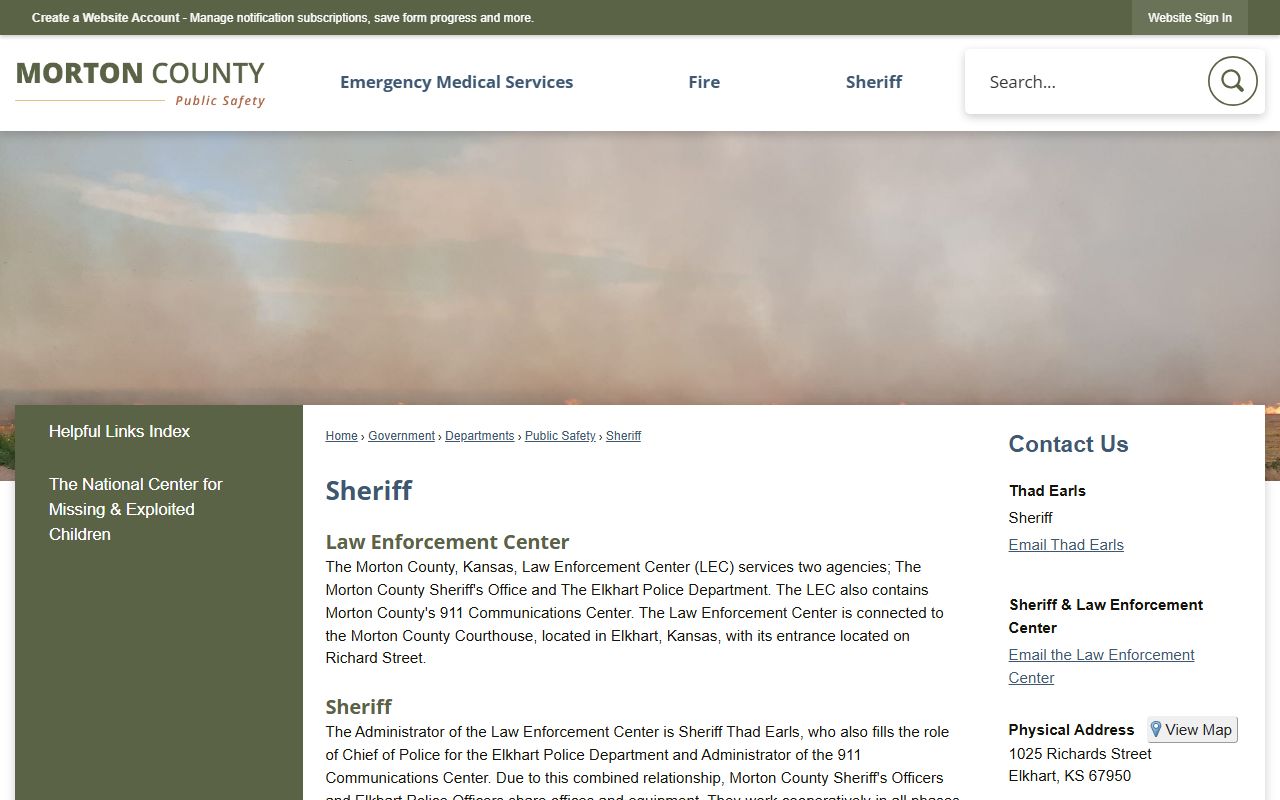 Morton County inmate search and Sheriff Law Enforcement Center