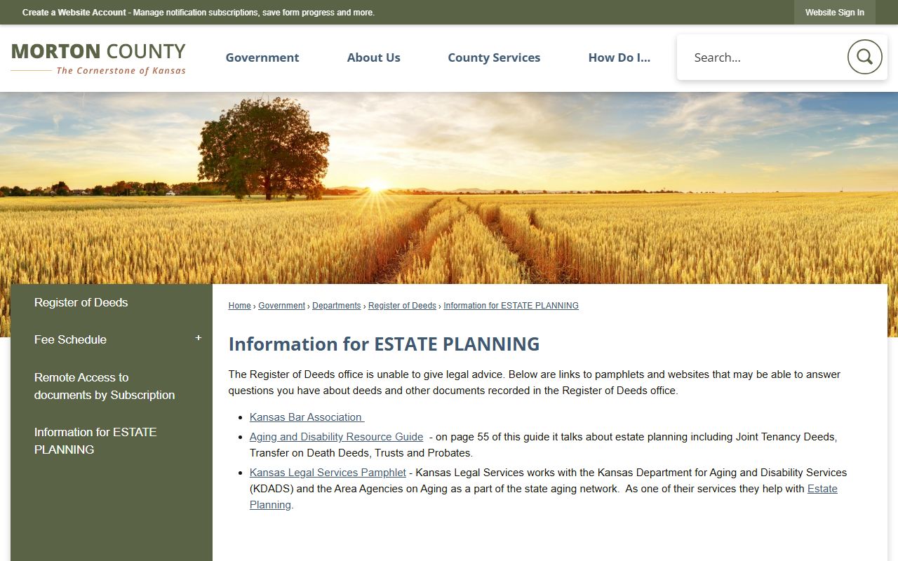 Morton County probate records estate planning information